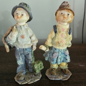 Vintage Little Boy and Girl Figurine Set